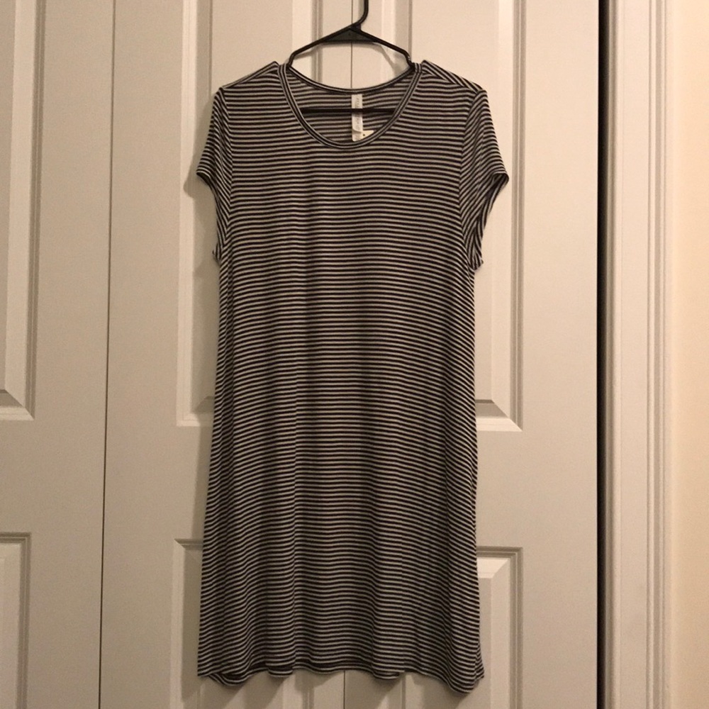 black and white striped dress